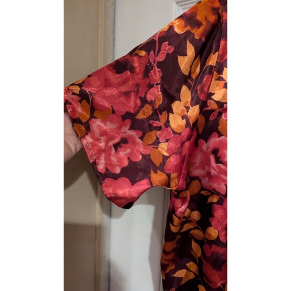Cacique Sexy Sensual Floral Print Shirt Plus Size Button Down Red Orange - Picture 5 of 5